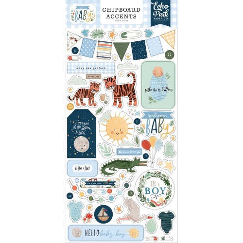 Чипборд Welcome Baby Boy Chipboard 6"X13" Accents в магазинe SweetScrap